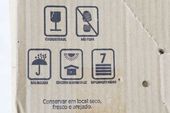 Informações e icone de não expor ao sol 